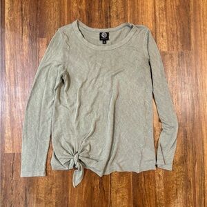 Bobeau Green Long Sleeve Tie Front Tee